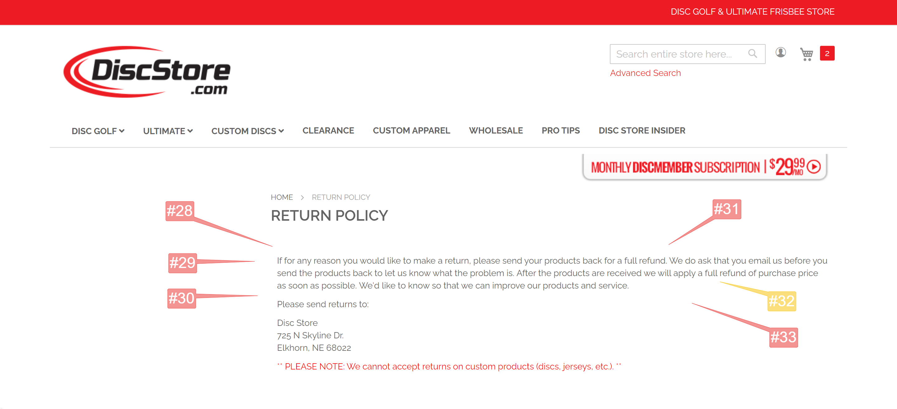 Disc Store Returns & Exchanges